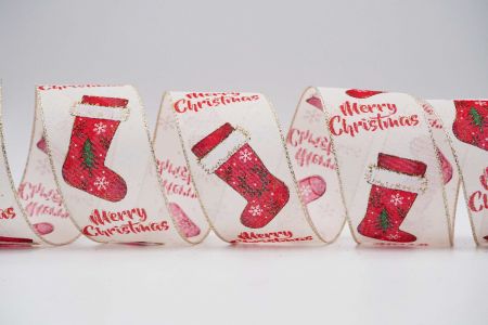 Christmas Stockings Wired Ribbon_KF6468GV-2_Ivory